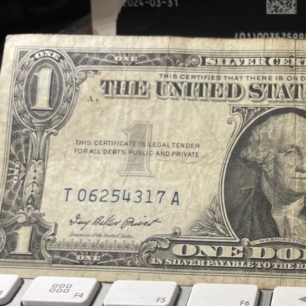 1957 silver Dollar Bank Note Blue Seal  Us Federal $1. # T06254317 A Vintage - Picture 2 of 5